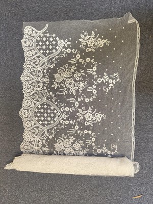 Lot 761 - Lace. Four large flounces, 19th century, & other lace