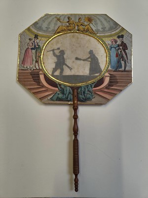 Lot 795 - Movable Silhouette Fans. Pair of etched movable fans, Paris: Alphonse Giroux, circa 1820s