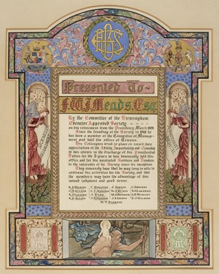 Lot 41 - Illuminated Address. Presented to F. W. J. Meads, 1929, and one other