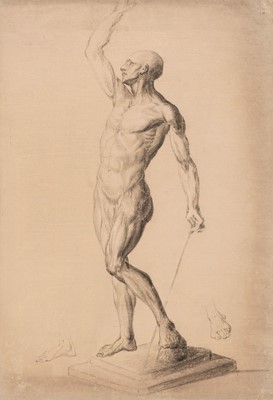 Lot 34 - Attributed to Richard Earlom (1743-1822). Male Nude, chalk on laid paper, circa 1770