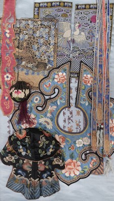 Lot 518 - Chinese. A collection of embroidered silk items, 19th-early 20th century