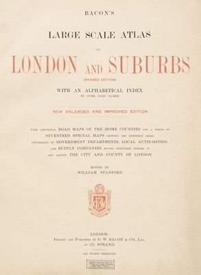 Lot 21 - Bacon (G. W.) Bacon's Large Scale Atlas of London and Suburbs..., (Revised Edition)..., circa 1910
