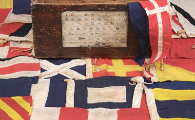 Lot 20 - Signal Flags. A collection of 35 WWII period cloth signal flags