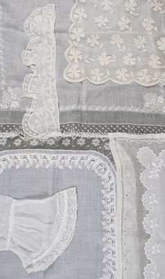 Lot 453 - Lace & Embroidery. A collection of garments, handkerchiefs, and edgings, circa 1800-1920s