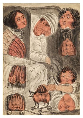 Lot 465 - Manuscript transformation cards. Two hand-drawn and painted playing cards, early 19th century, & 2 others