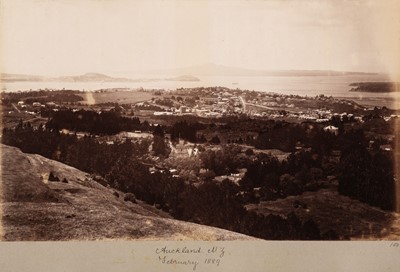 Lot 37 - New Zealand & Australia. A disbound album containing 69 albumen prints of places in New Zealand