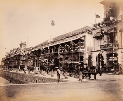 Lot 44 - Singapore. A partly broken album containing 35 albumen print photographs of Singapore