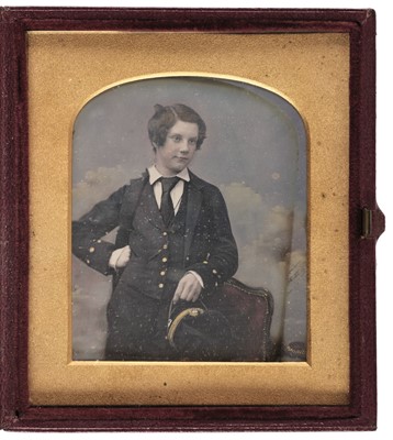 Lot 34 - Lowder Family. A quarter-plate daguerreotype of a young man in naval uniform