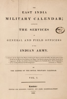 Lot 26 - Philippart, (John, editor). The East India Military Calendar..., 1823 & 1826