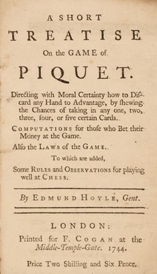 Lot 423 - Hoyle (Edmond). A Short Treatise on the Game of Piquet, London: F. Cogan, 1744