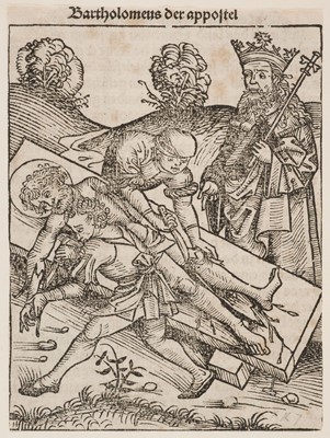 Lot 9 - Wolgemuth (Michael, 1434-1519). The Martyrdom of St. Bartholomew, woodcut