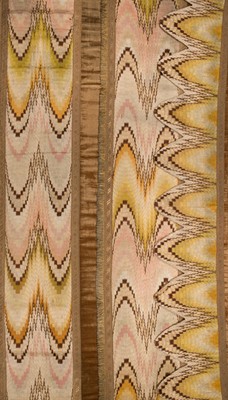 Lot 433 - Curtains. A pair of needlework door curtains and matching pelmet, 19th century