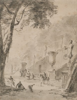Lot 32 - Verschuring (Hendrick, 1627-1690). Landscape with figures..., pen, ink and wash on laid paper
