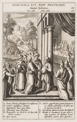 Lot 10 - Wierix (Antonie, 1555/59-1604). Christ healing a Man with Dropsy on the Sabbath, engraving