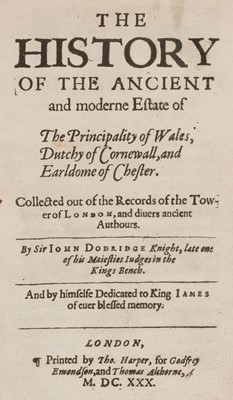 Lot 45 - Doddridge (John). The History of the Ancient and Moderne Estate of the Principality of Wales, 1630