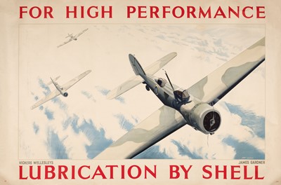 Lot 33 - Gardner (James, 1907-1995). For High Performance Lubrication By Shell, 1939, lithographic poster