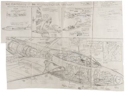 Lot 27 - Davis (George Horace, 1881-1963). The Complexity of Modern Fighter Aircraft, pencil drawings