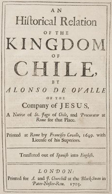 Lot 22 - Ovalle (Alonso de). An Historical Relation of the Kingdom of Chile, 1703