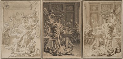 Lot 25 - Marillier (Clément Pierre, 1740-1808). Two original illustrations for Ah! Que C'est Bête!, 1775