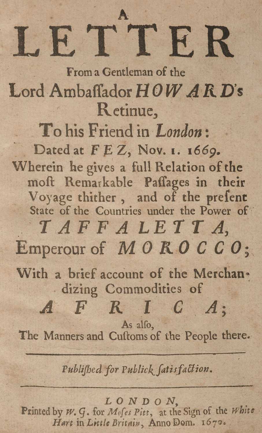 Lot 16 - Morocco. A Letter from a Gentleman of the Lord Ambassador Howard's Retinue, 1670